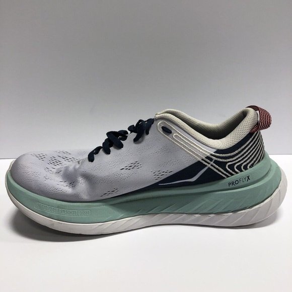 Hoka One One Men’s Carbon X, White/Multi Running Shoes, Size 8M.